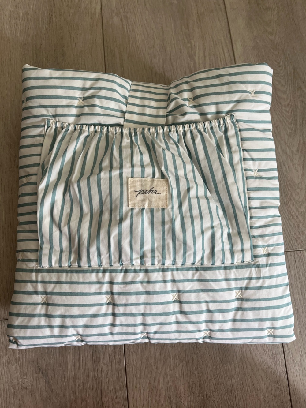 Pehr Striped Travel Playmat- Aqua/White